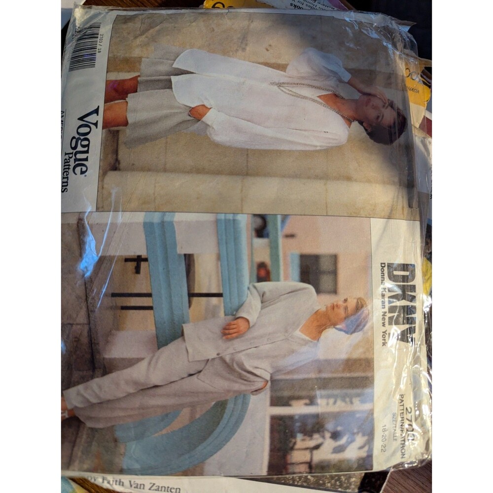 Vogue DKNY Plus Sz Loose Fitting Jkt, Shirt. Pants And Shorts Sz 18-22 Uncut